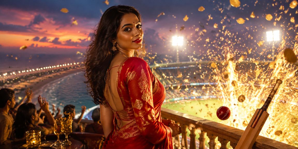 Crowded cricket stadium during IPL live match in India